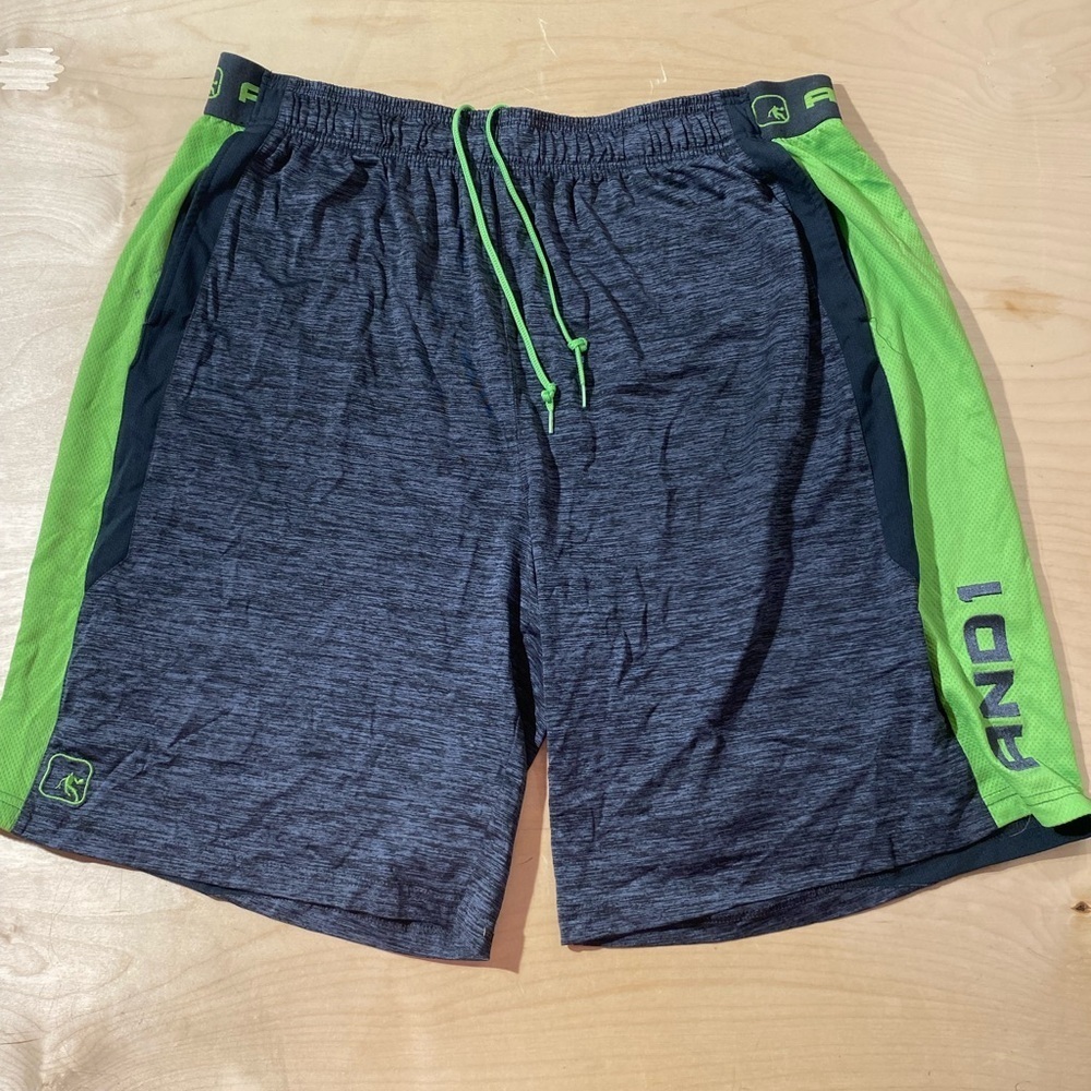 AND1 Men's Gray and Green Athletic Shorts 3 XL (HP) - Picture 5 of 9